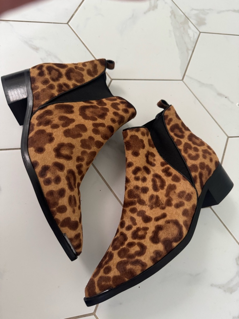 Marc Fisher Leopard Print Chelsea Bootie in Brown and Black - Picture 4 of 10